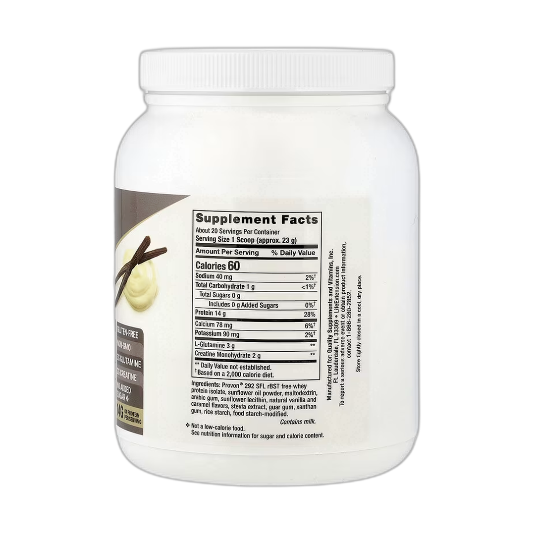 Life Extension, Wellness Code, Advanced Whey Protein Isolate, Vanilla, 1 lb, 454 g back packaging view