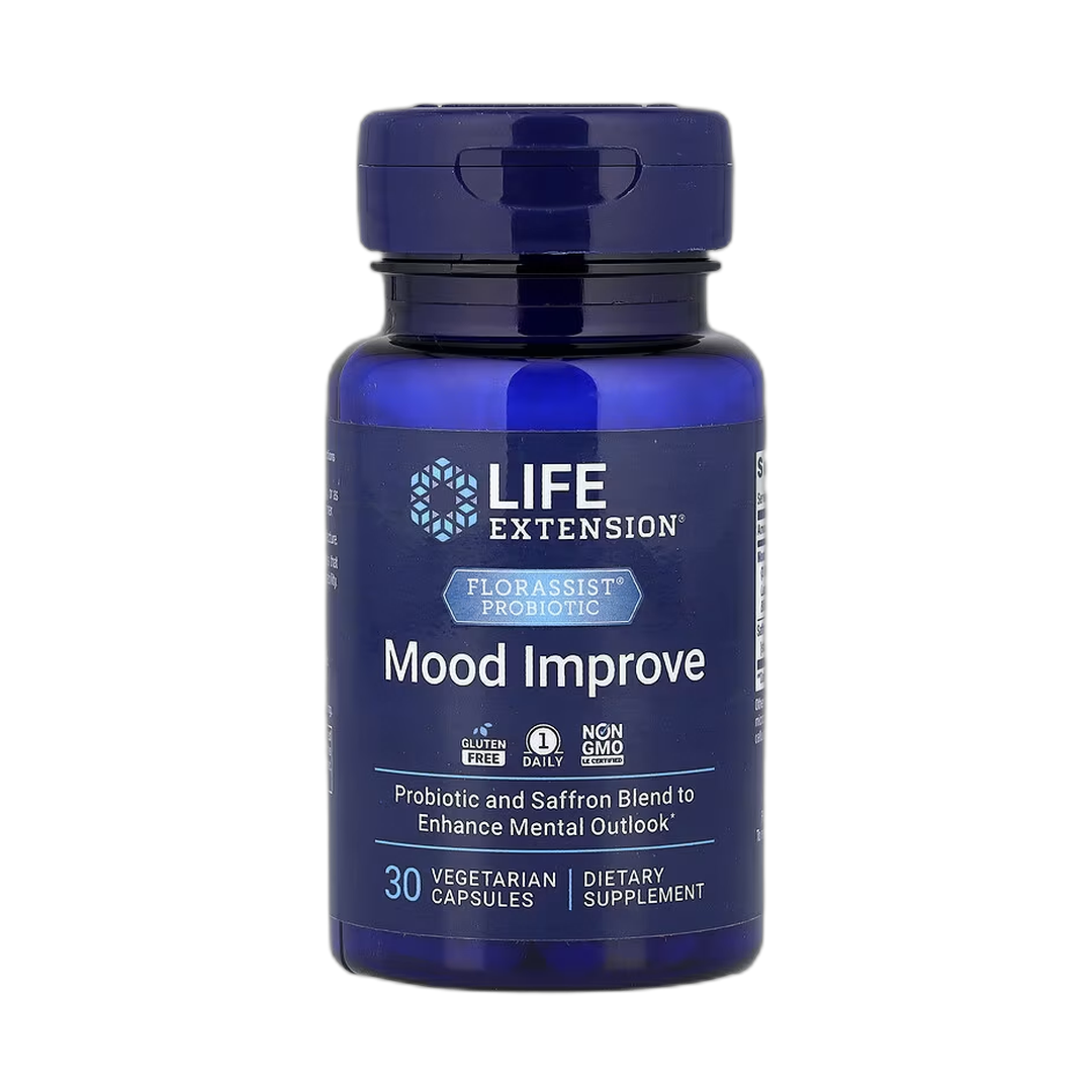 Life Extension, FLORASSIST Probiotic, Mood Improve, 30 Vegetarian Capsules front packaging view