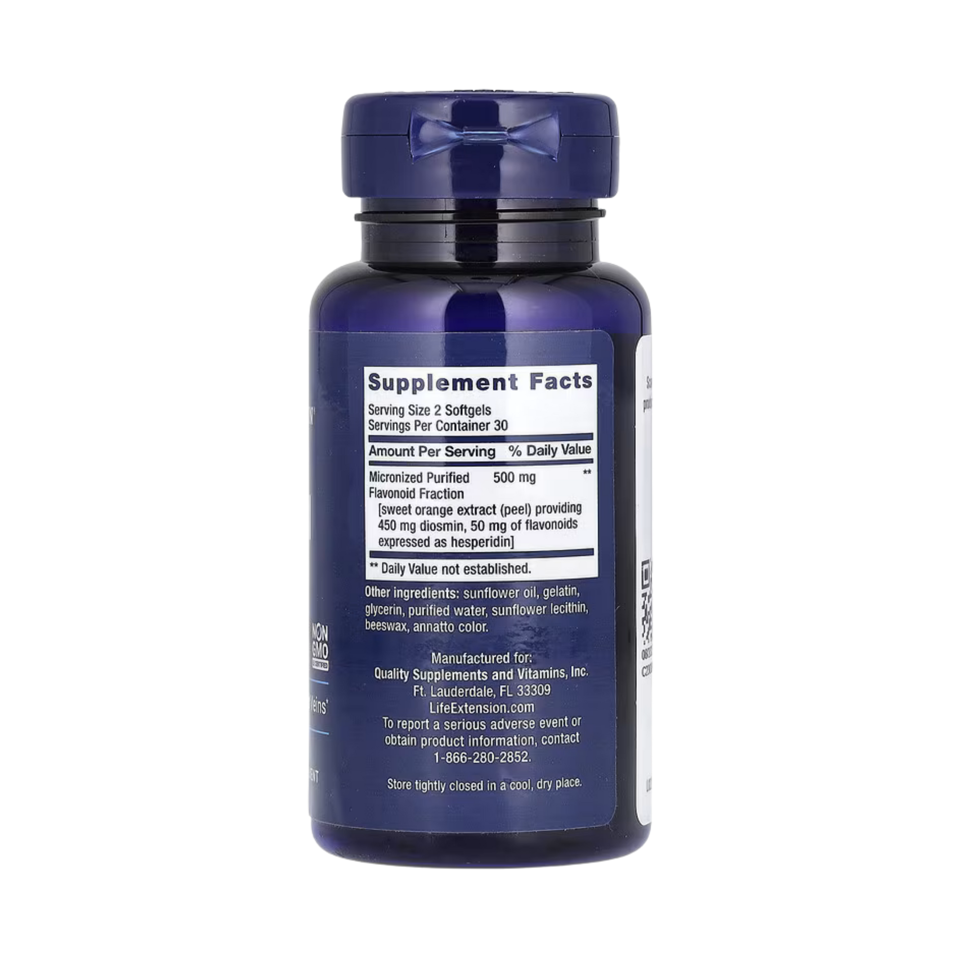 Life Extension, Youthful Legs, 60 Softgels back packaging view