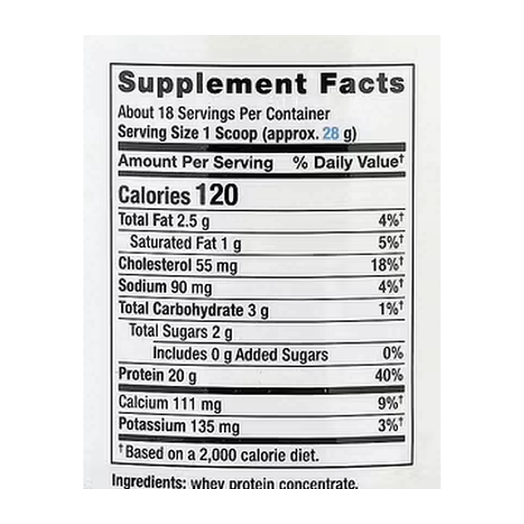 Life Extension, Wellness Code®, Whey Protein Concentrate, Vanilla, 1.10 lb, 500 g supplement facts label showing ingredients, vitamins, minerals, and serving information