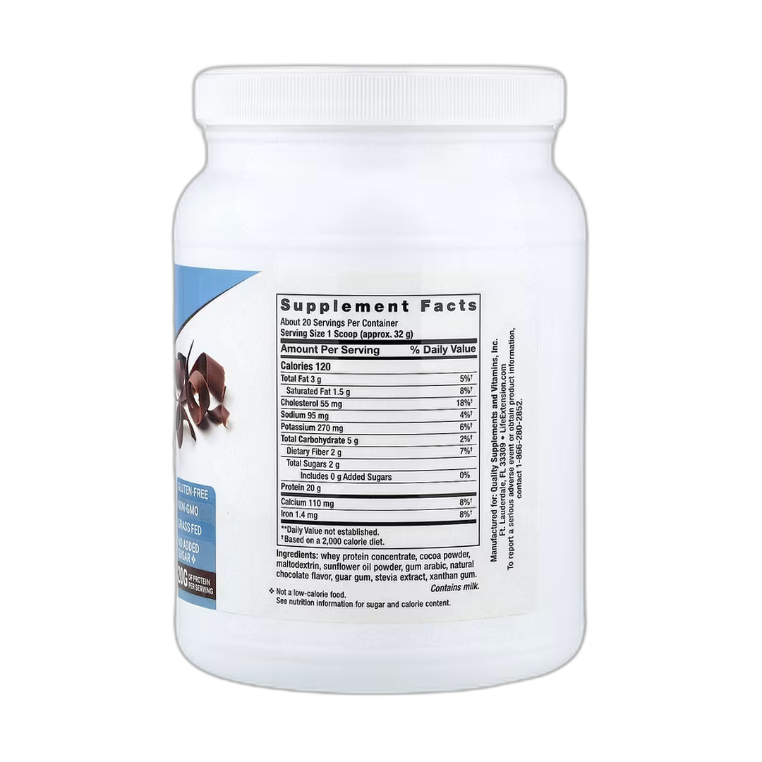 Life Extension, Wellness Code, Whey Protein Concentrate, Chocolate, 1.41 lb, 640 g back packaging view