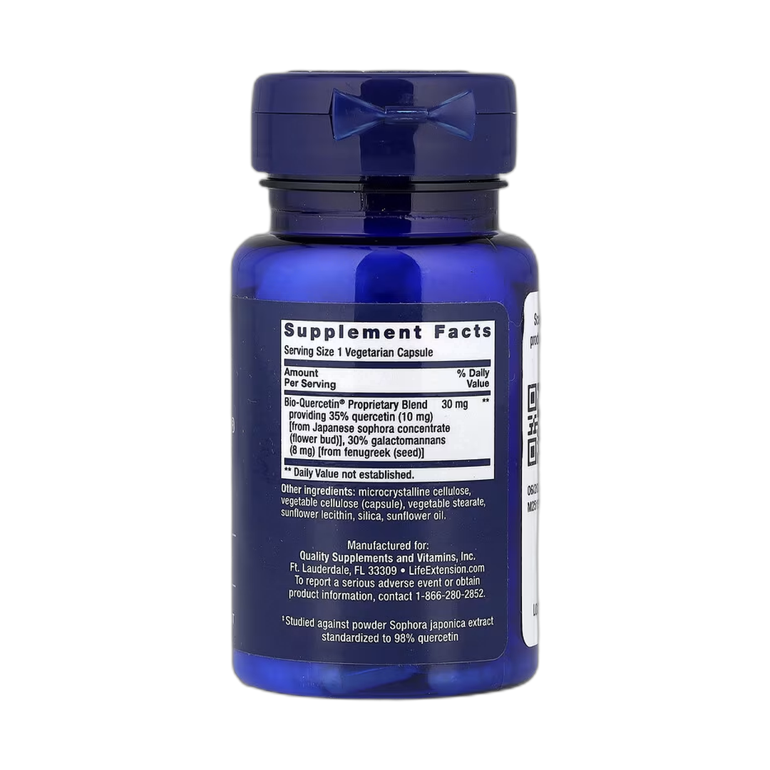 Life Extension, Bio-Quercetin, 30 Vegetarian Capsules back packaging view