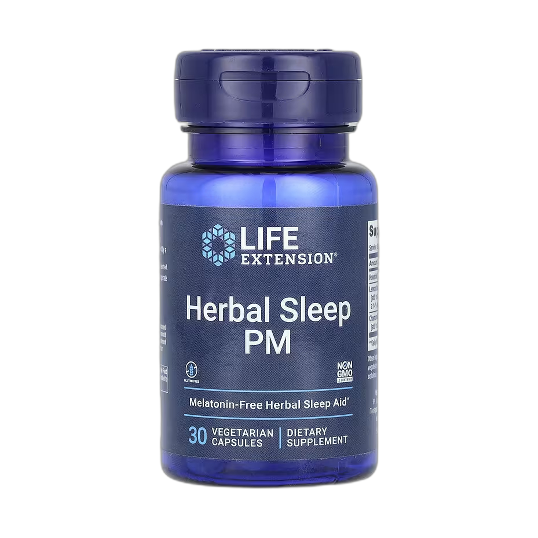 Life Extension, Herbal Sleep PM, 30 Vegetarian Capsules front packaging view