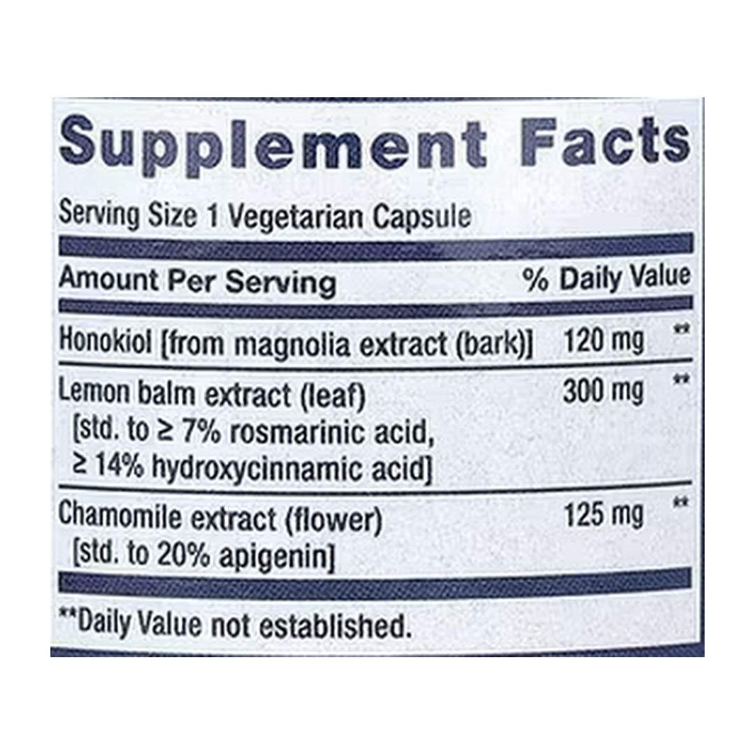 Life Extension, Herbal Sleep PM, 30 Vegetarian Capsules supplement facts label showing ingredients, vitamins, minerals, and serving information