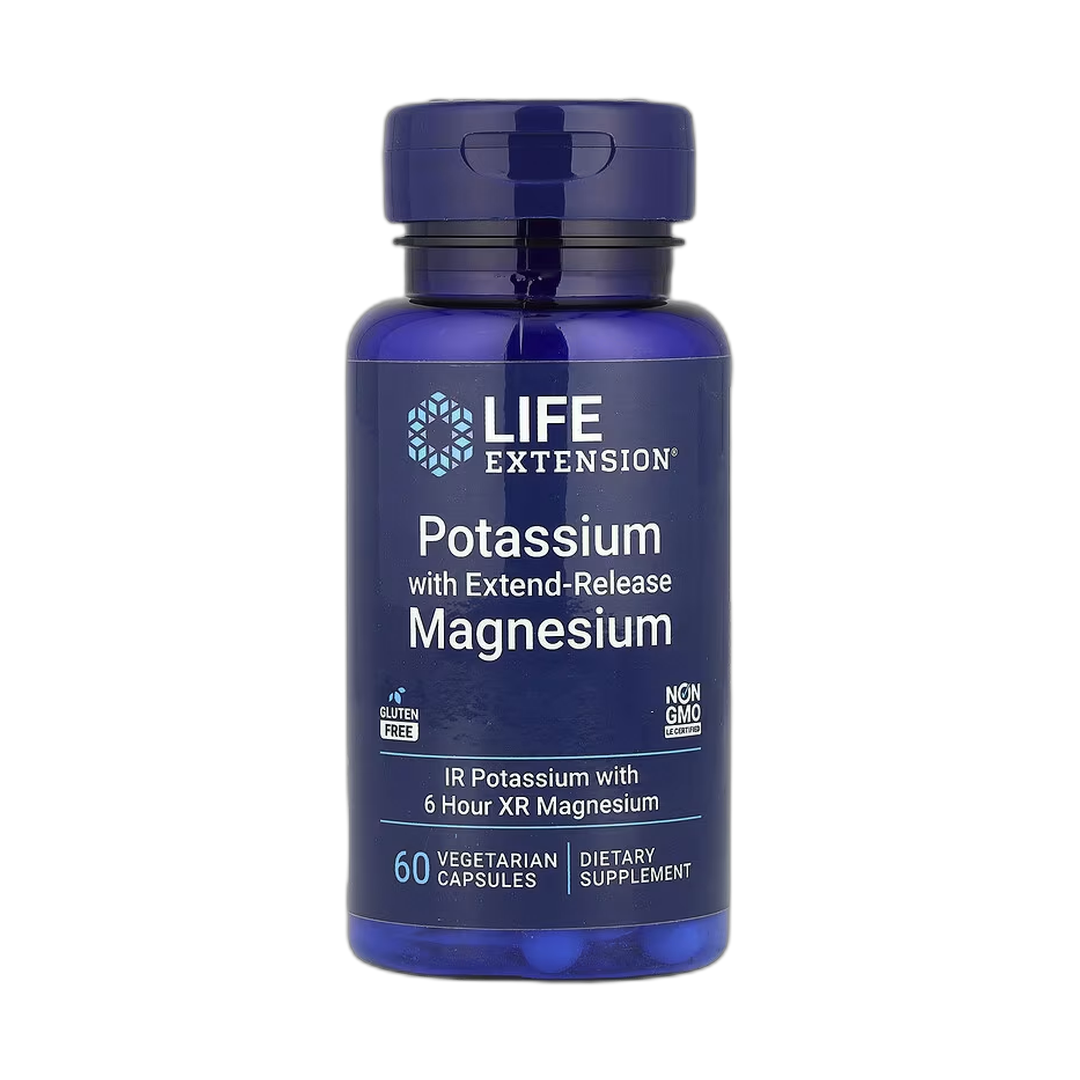 Life Extension, Potassium with Extend-Release Magnesium, 60 Vegetarian Capsules front packaging view