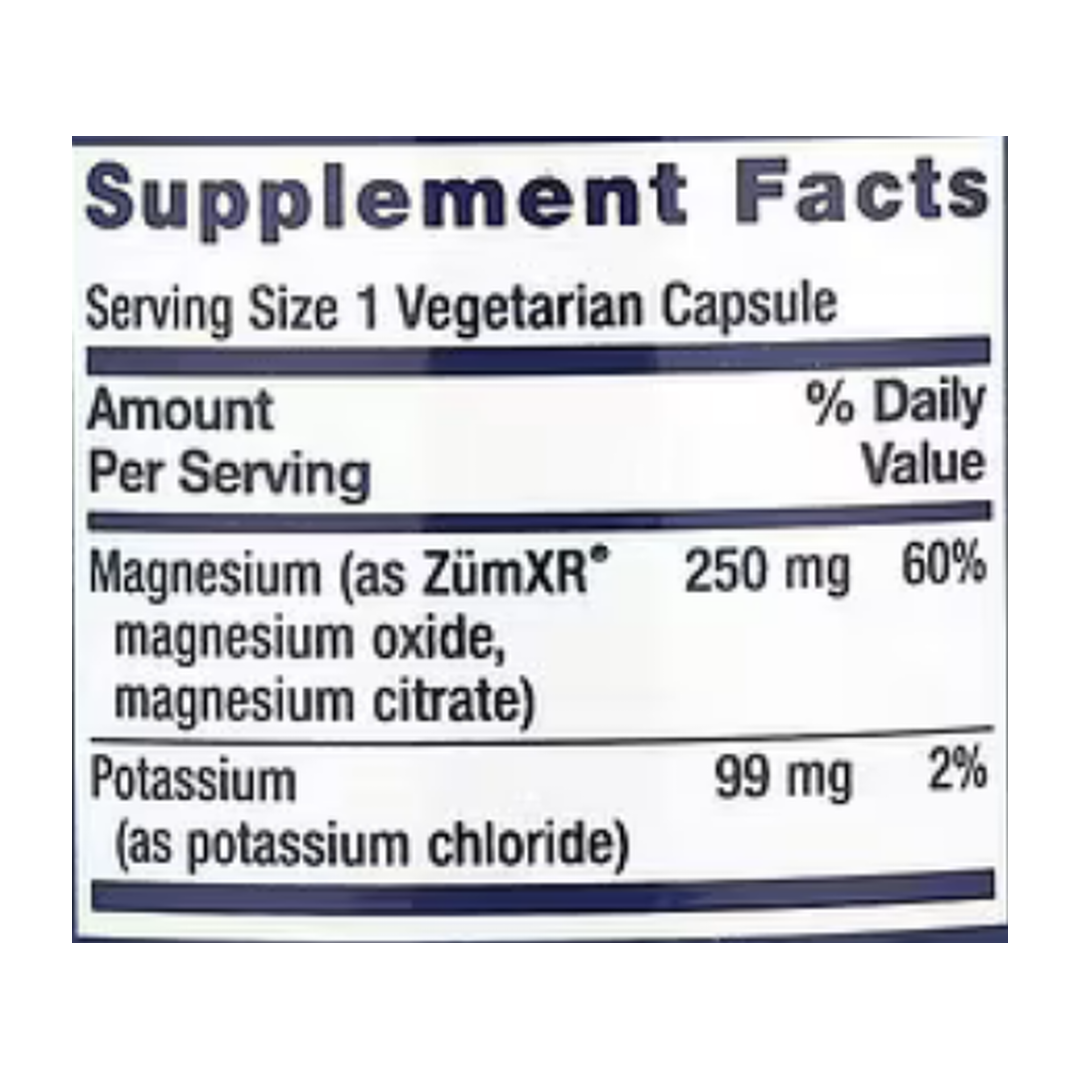 Life Extension, Potassium with Extend-Release Magnesium, 60 Vegetarian Capsules supplement facts label showing ingredients, vitamins, minerals, and serving information