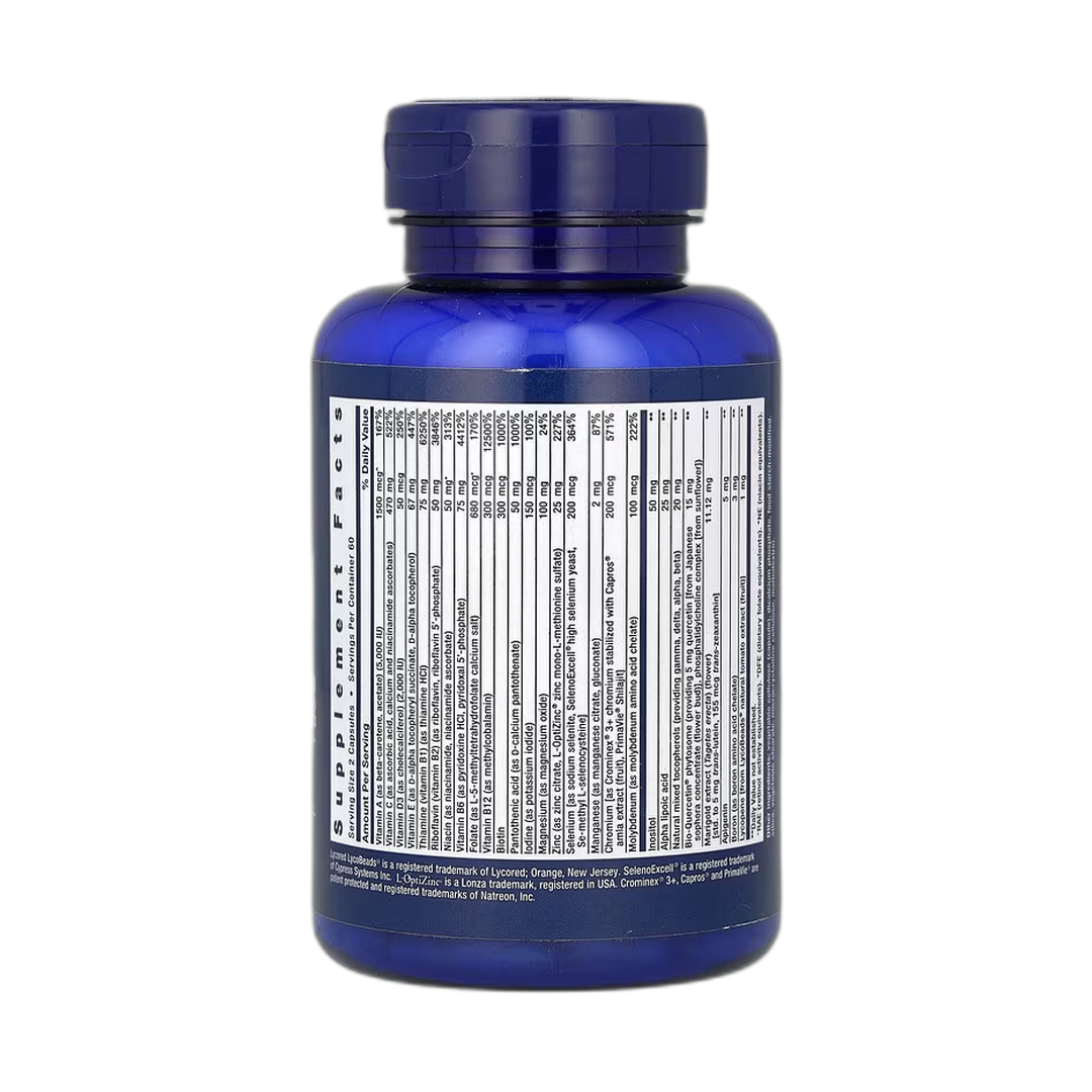 Life Extension, Two-Per-Day Multivitamin, 120 Capsules back packaging view