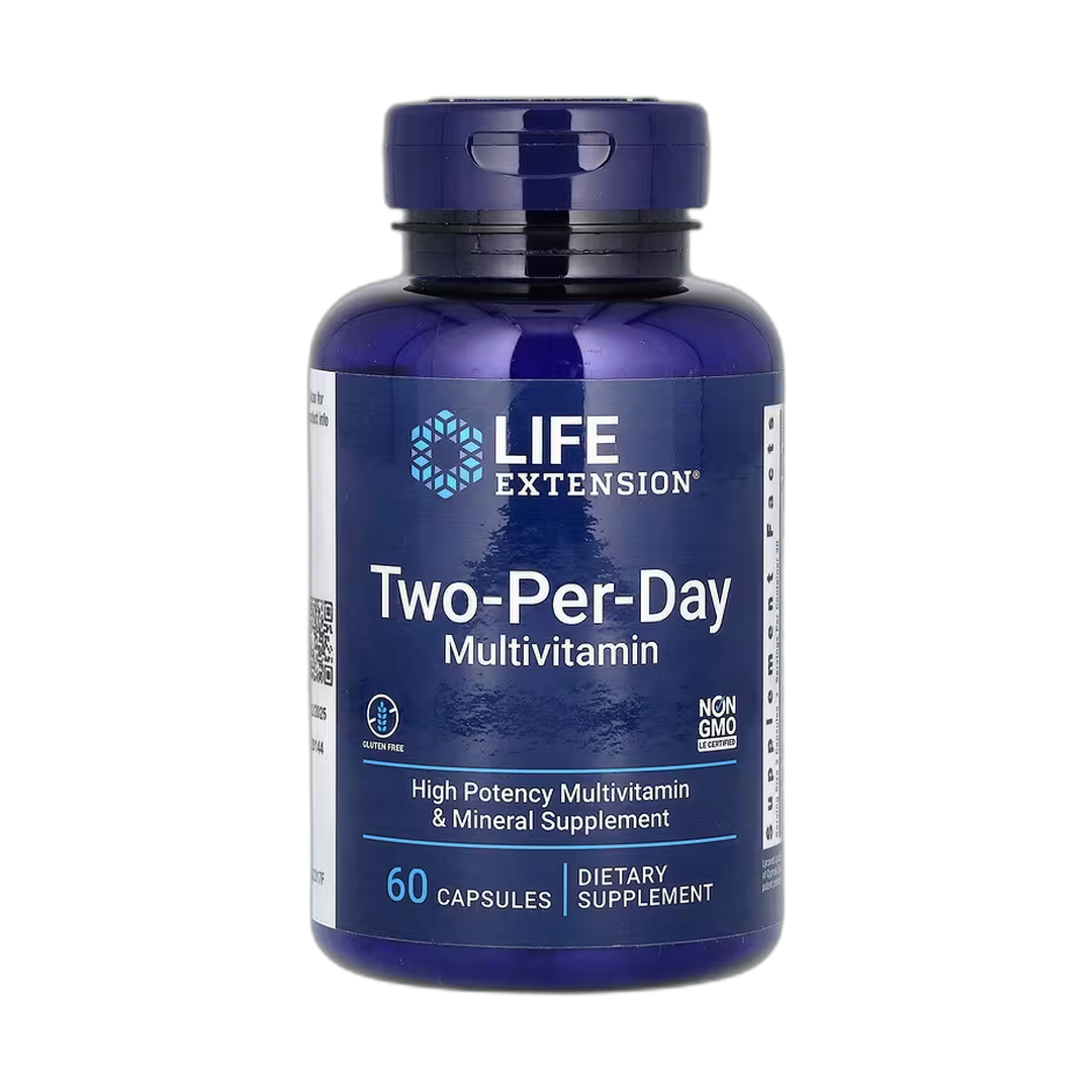 Life Extension, Two-Per-Day Multivitamin, 60 Capsules front packaging view