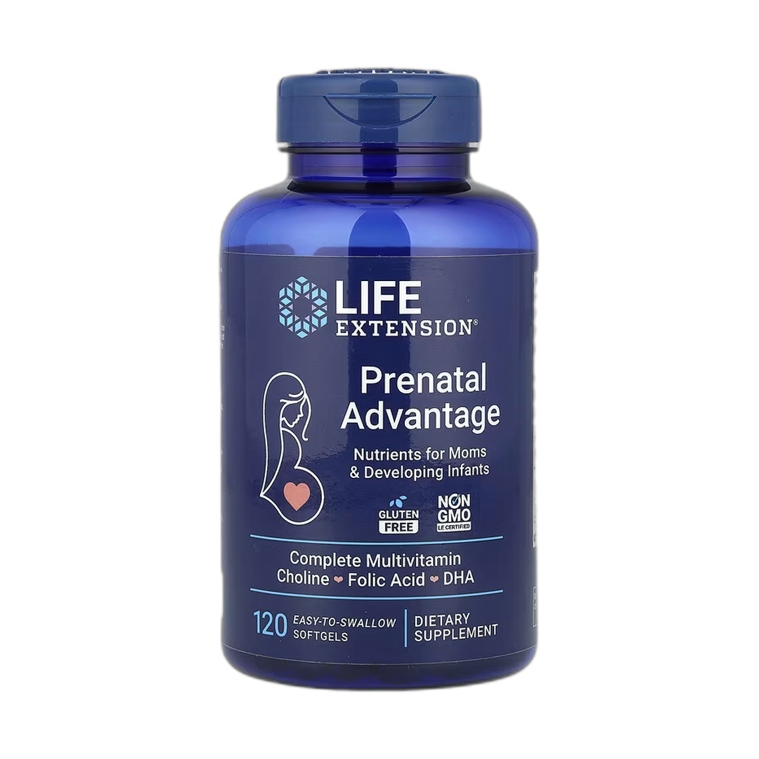 Life Extension, Prenatal Advantage, 120 Easy-To-Swallow Softgels front packaging view