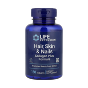 Life Extension, Hair, Skin & Nails, Collagen Plus Formula, 120 Tablets front packaging view