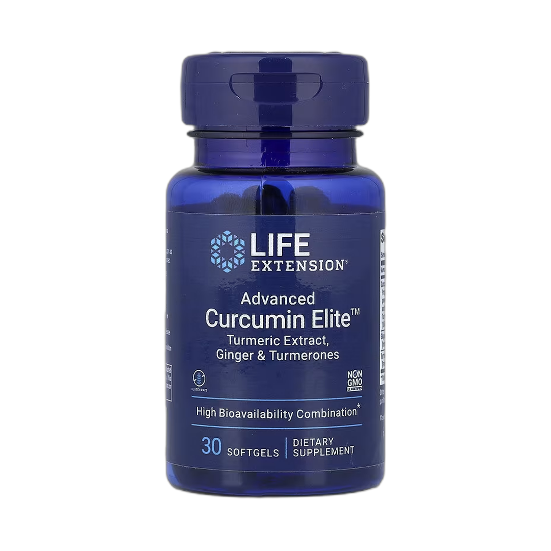 Life Extension, Advanced Curcumin Elite, Turmeric Extract, Ginger & Turmerones, 30 Softgels front packaging view