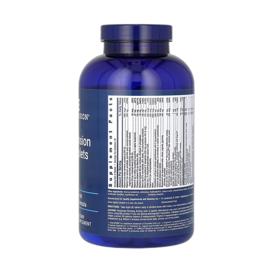 Life Extension, Mix Tablets, 240 Tablets back packaging view