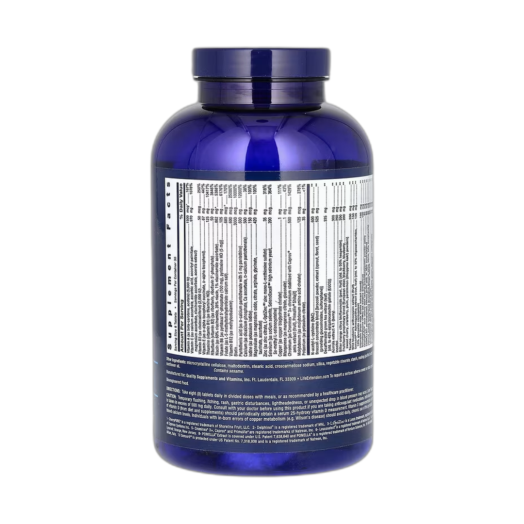 Life Extension, Life Extension Mix Tablets with Extra Niacin, 240 Tablets back packaging view
