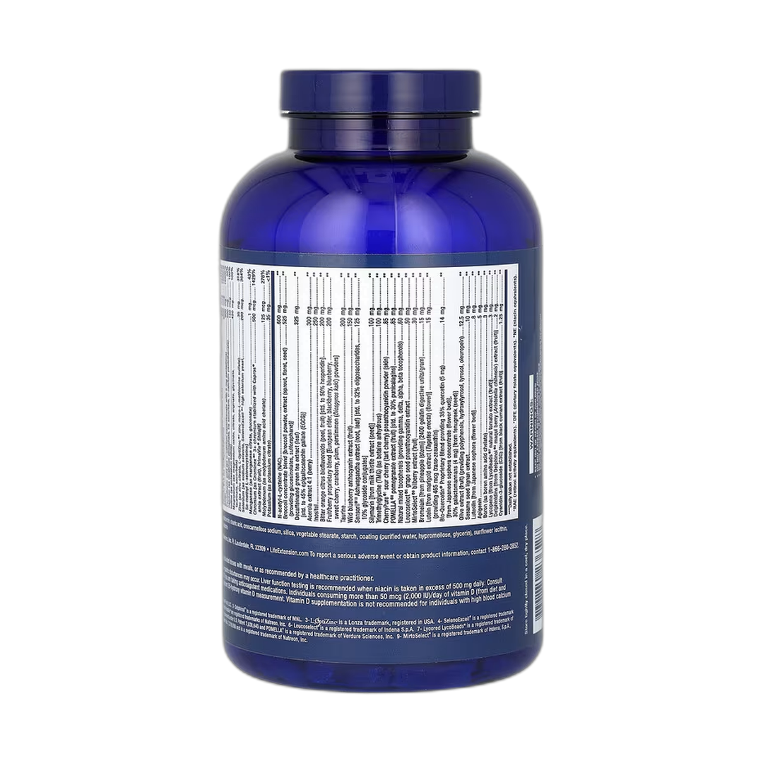Life Extension, Mix Tablets Without Copper, 240 Tablets packaging side view
