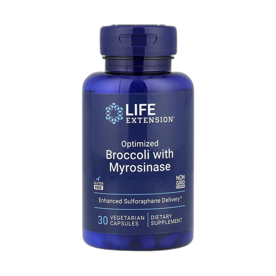 Life Extension, Optimized Broccoli and Myrosinase, 30 Vegetarian Capsules front packaging view