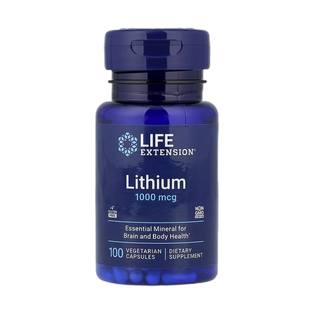 Life Extension, Lithium, 1,000 mcg, 100 Vegetarian Capsules front packaging view