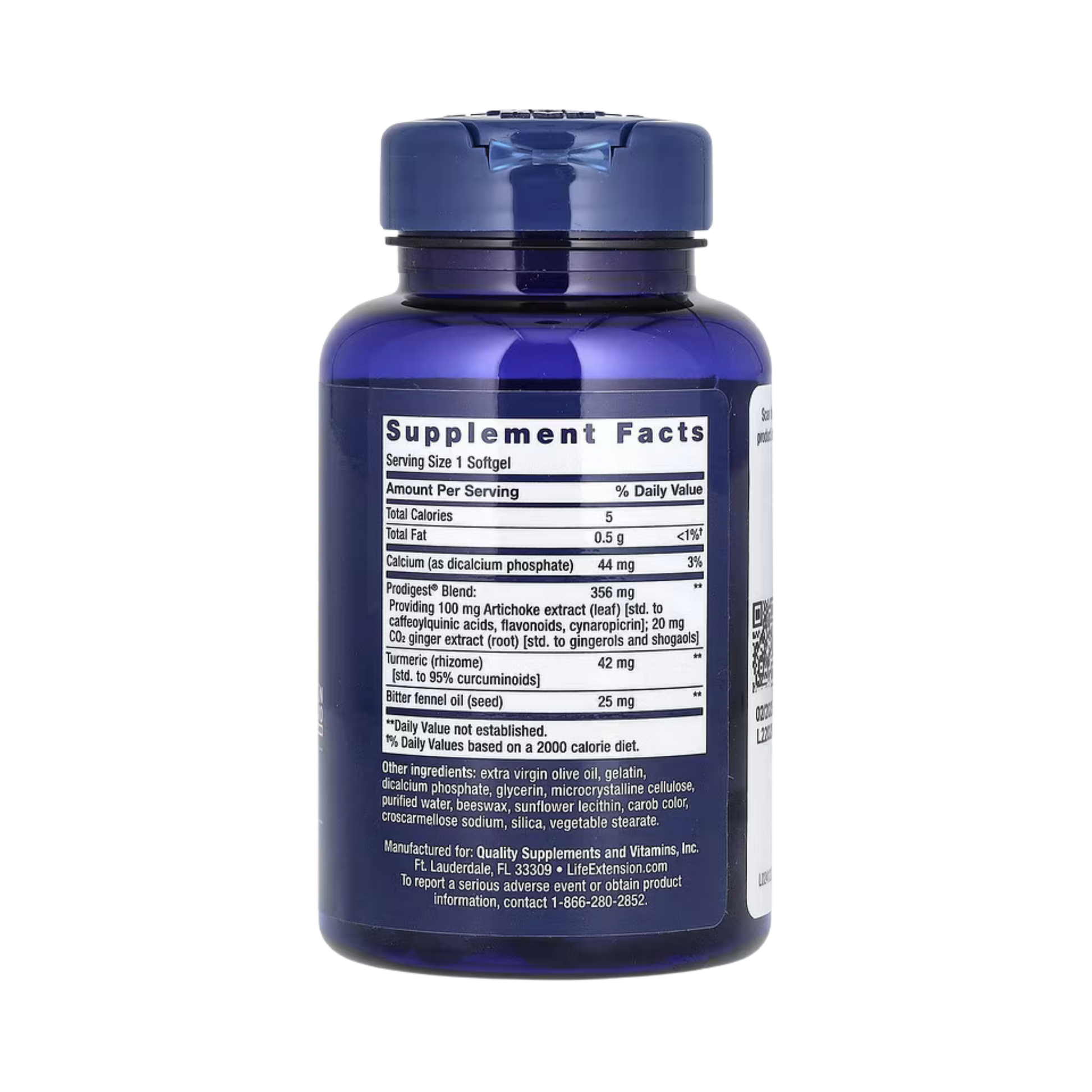 Life Extension, Bloat Relief, 60 Softgels back packaging view