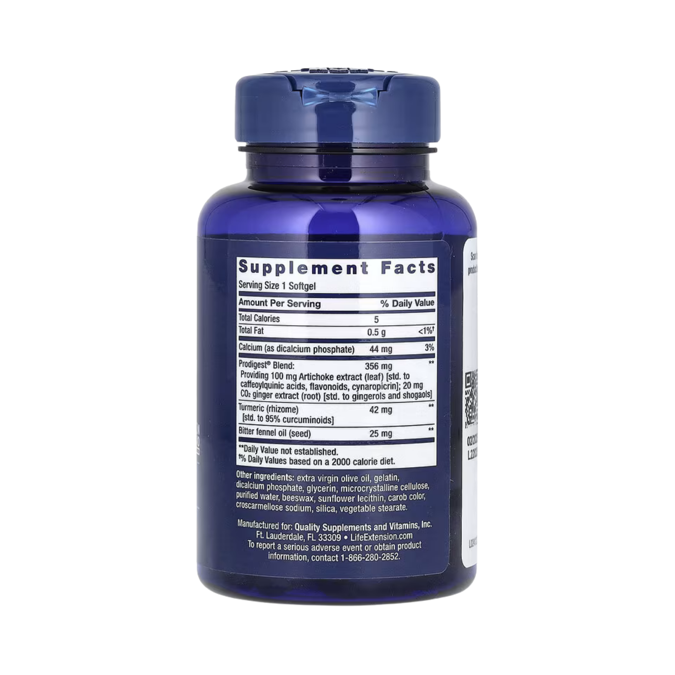 Life Extension, Bloat Relief, 60 Softgels back packaging view