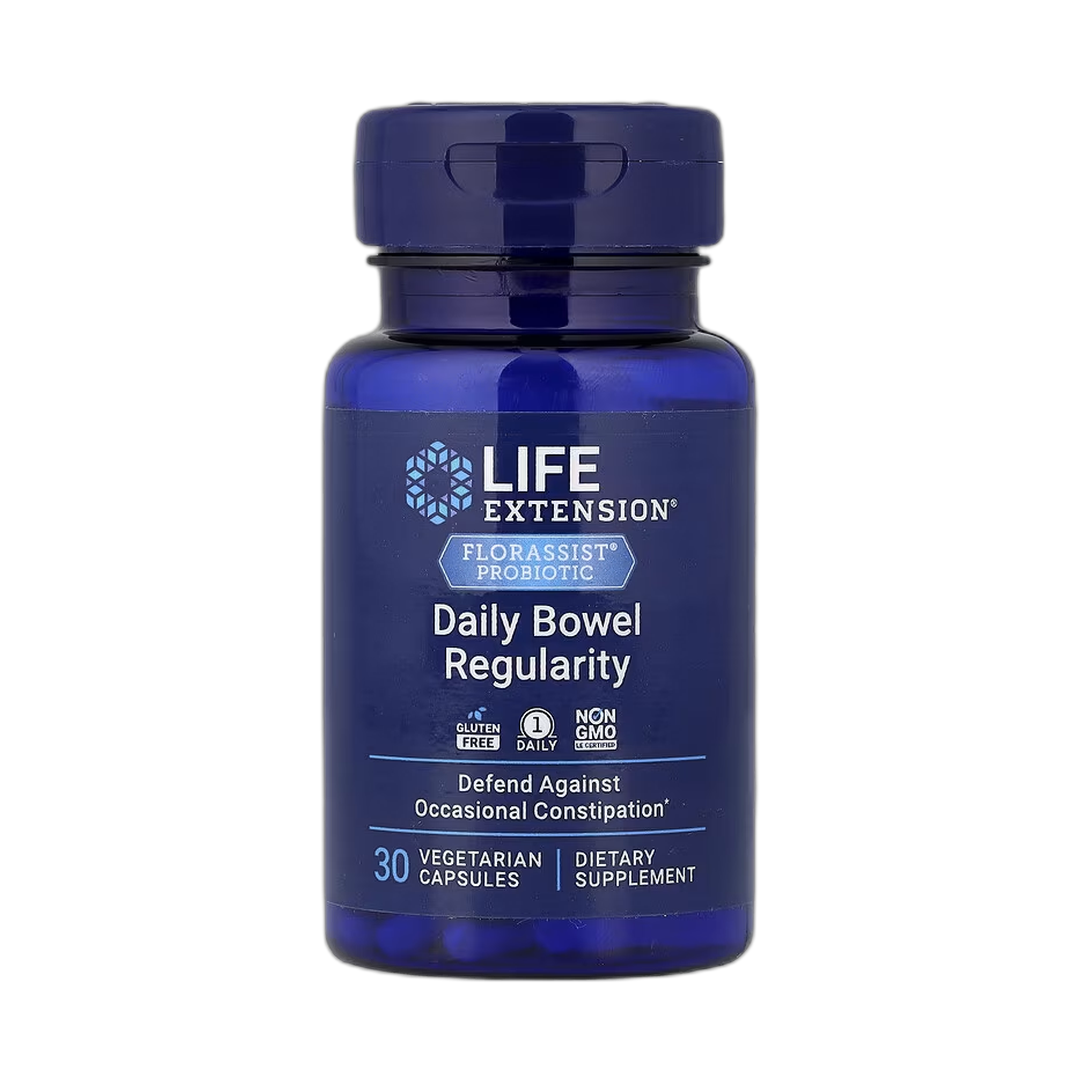 Life Extension, Florassist Probiotic, Daily Bowel Regularity, 30 Vegetarian Capsules front packaging view