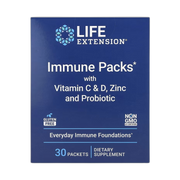 Life Extension, Immune Packs with Vitamin C & D, Zinc and Probiotic, 30 Packets front packaging view