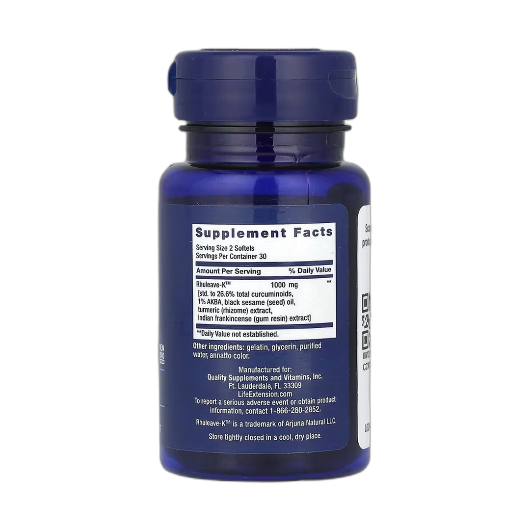 Life Extension, Fast Acting Relief, 60 Softgels back packaging view