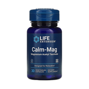 Life Extension, Calm-Mag, Magnesium Acetyl Taurinate, 30 Vegetarian Capsules front packaging view