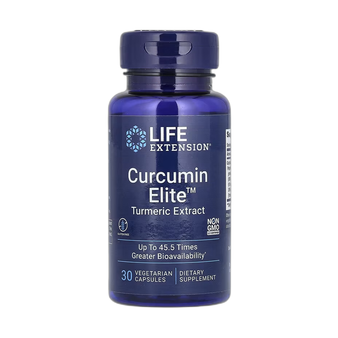 Life Extension, Curcumin Elite, Turmeric Extract, 30 Vegetarian Capsules front packaging view