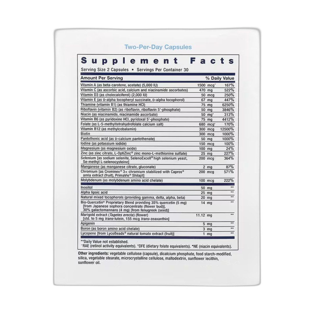 Life Extension, Comprehensive Nutrient Packs, Advanced, 30 Packets back packaging view