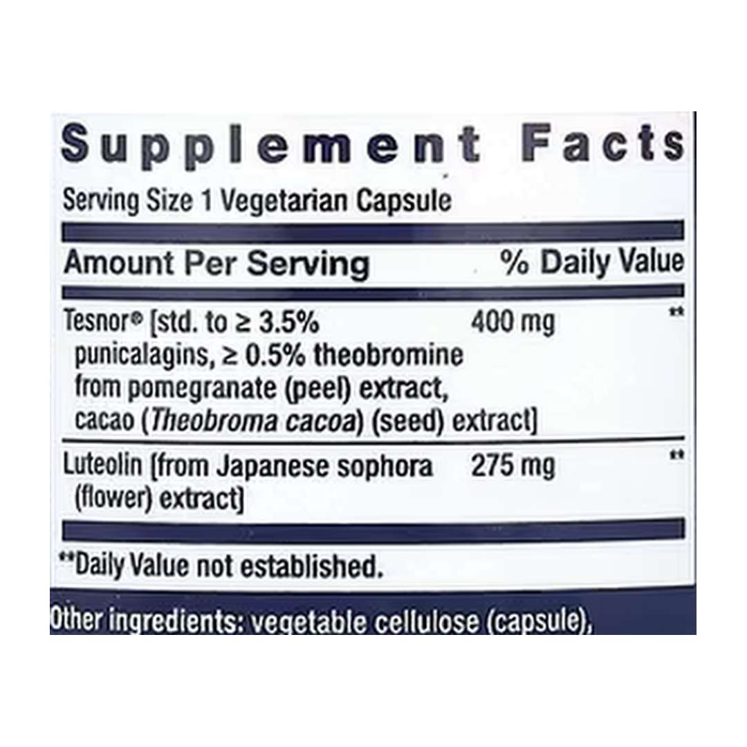 Life Extension, Testosterone Elite, 30 Vegetarian Capsules supplement facts label showing ingredients, vitamins, minerals, and serving information