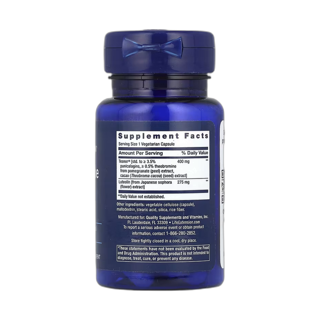 Life Extension, Testosterone Elite, 30 Vegetarian Capsules back packaging view