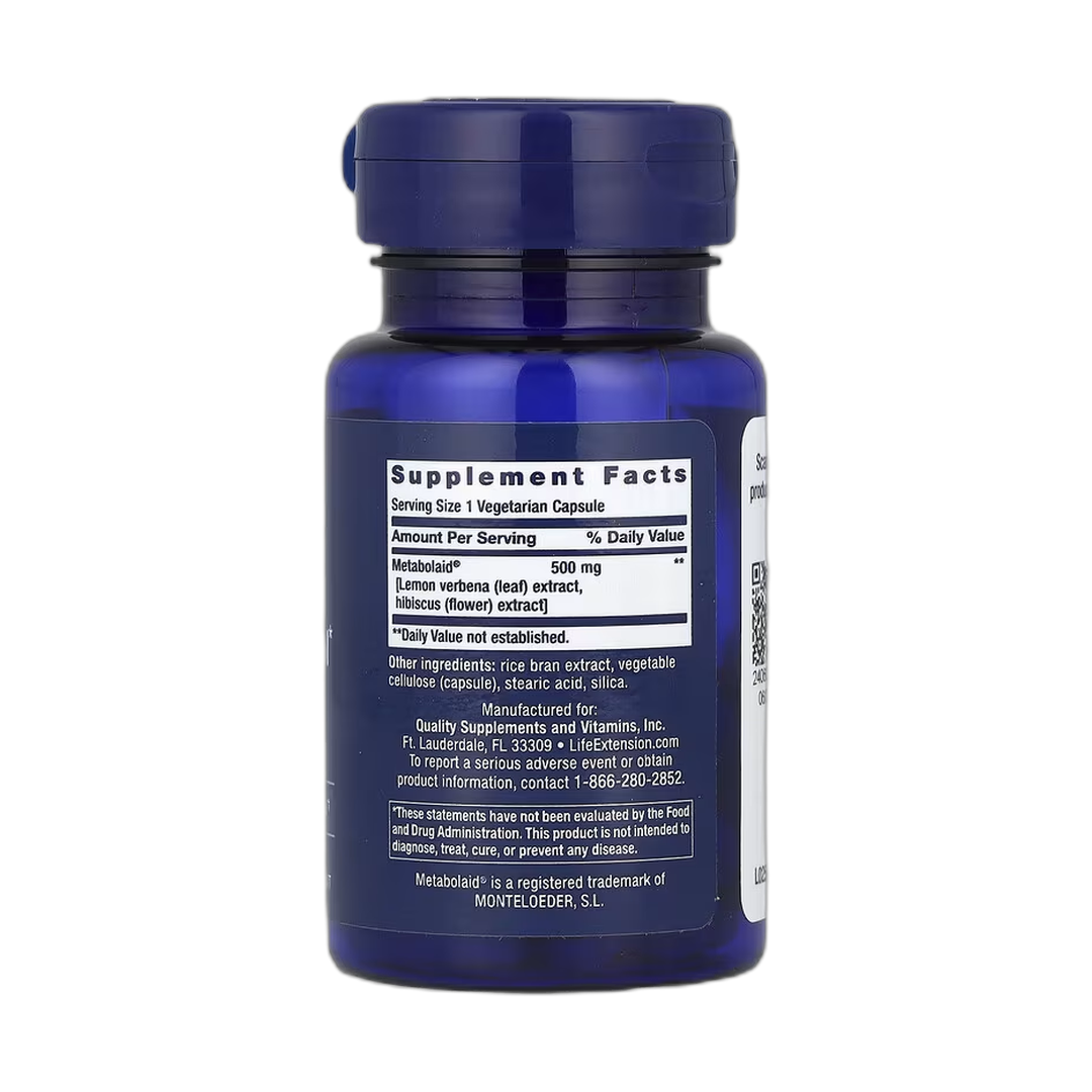 Life Extension, Body Trim and Appetite Control, 30 Vegetarian Capsules back packaging view