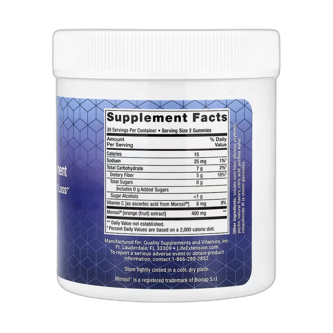 Life Extension, Gummy Science, Mediterranean Weight Management, Natural Berry, 60 Gummies back packaging view
