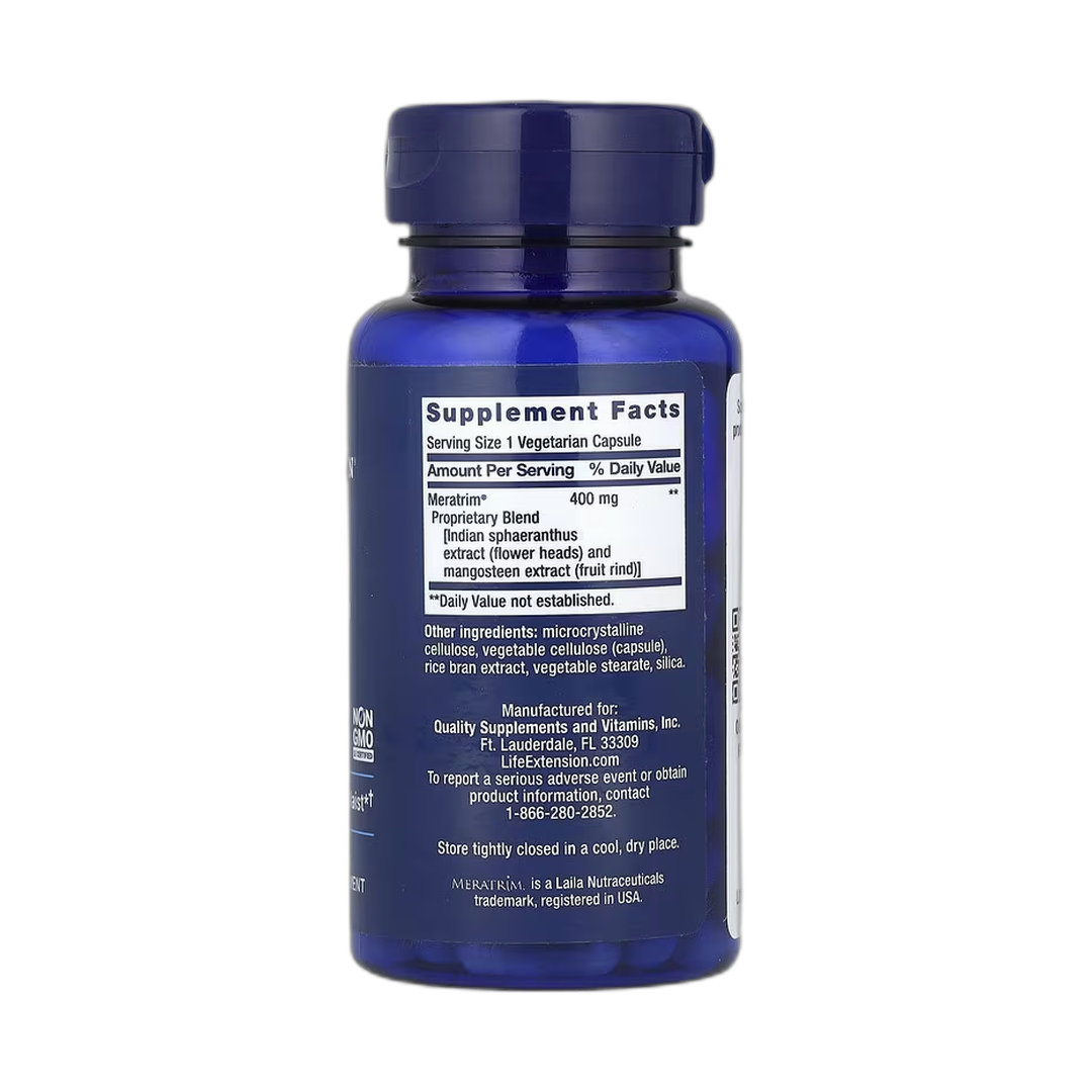 Life Extension, Waistline Control, 60 Vegetarian Capsules back packaging view