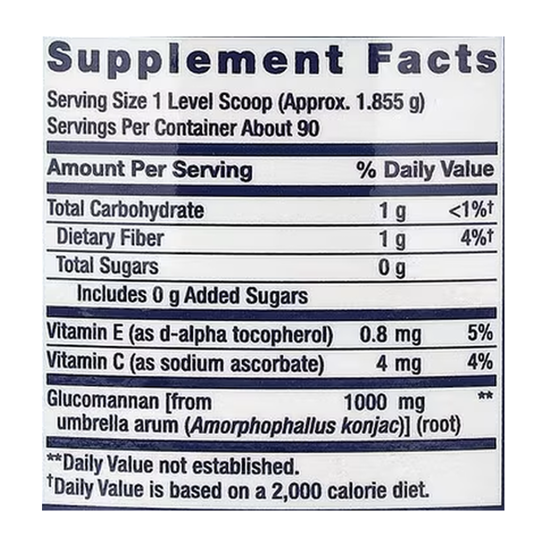 Life Extension, Easy Fiber, Natural Orange, 5.89 oz, 167 g supplement facts label showing ingredients, vitamins, minerals, and serving information