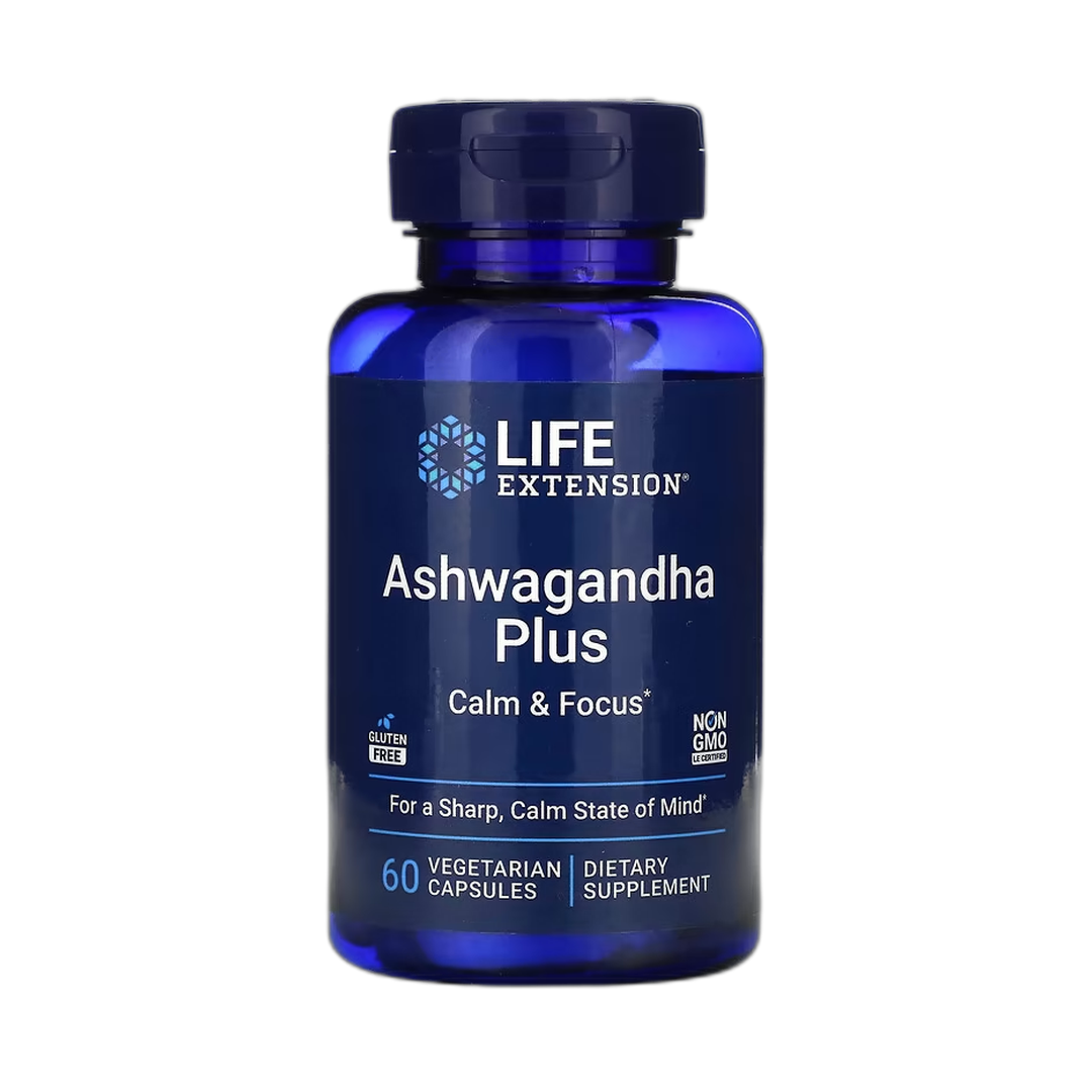 Life Extension, Ashwagandha Plus , 60 Vegetarian Capsules front packaging view