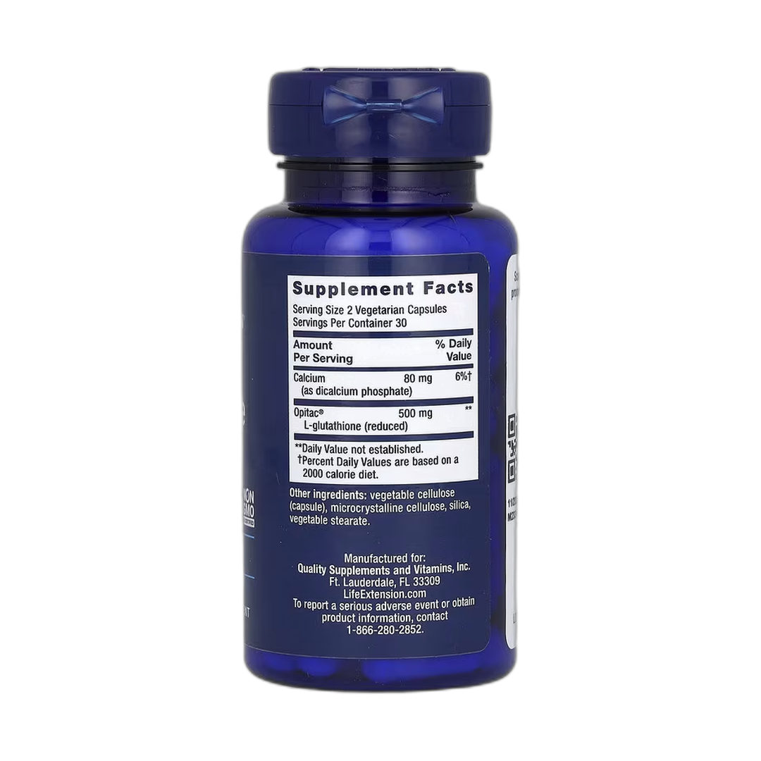 Life Extension, Glutathione, 60 Vegetarian Capsules back packaging view