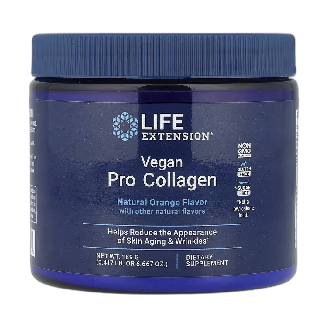 Life Extension, Vegan Pro Collagen, Natural Orange, 6.667 oz, 189 g front packaging view