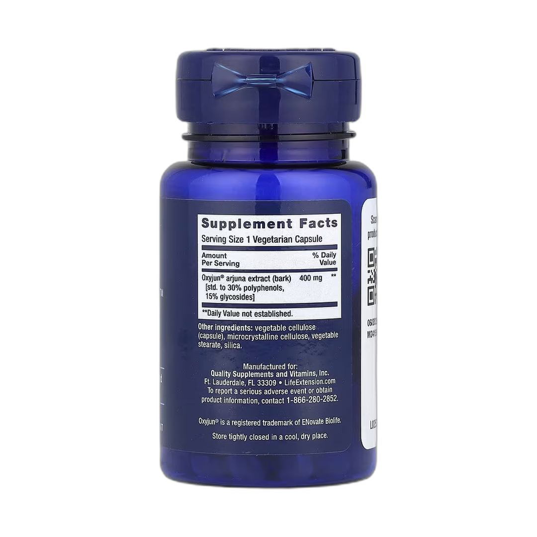 Life Extension, Cardio Peak, 30 Vegetarian Capsules back packaging view