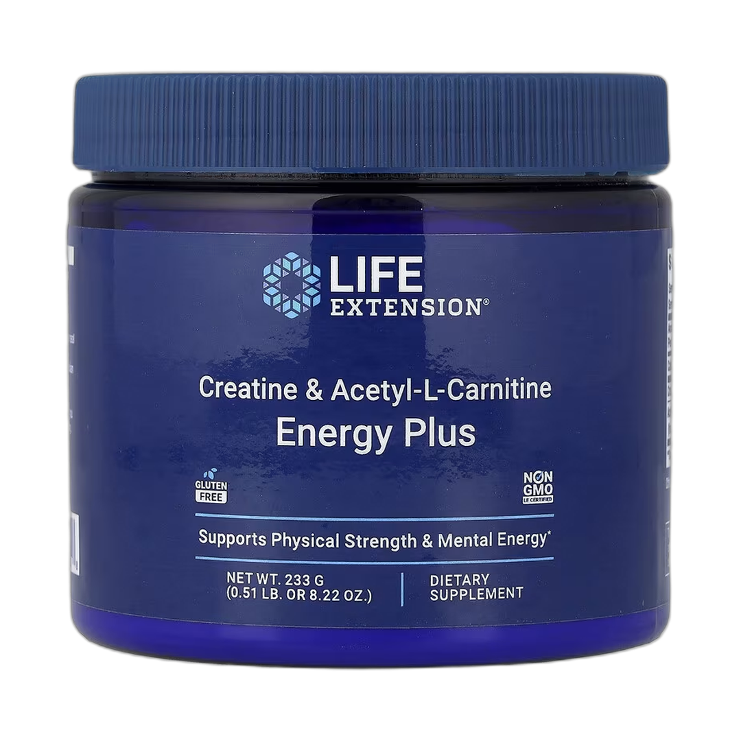 Life Extension, Creatine & Acetyl-L-Carnitine, Energy Plus, 0.51 lb, 233 g front packaging view