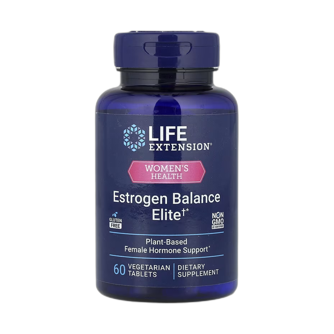 Life Extension, Women's Health, Estrogen Balance Elite, 60 Vegetarian Tablets front packaging view