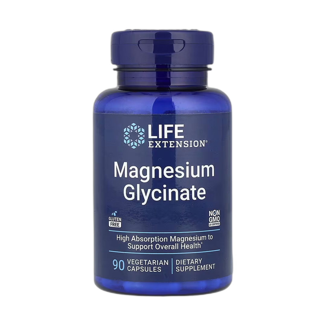 Life Extension, Magnesium Glycinate, 90 Vegetarian Capsules front packaging view