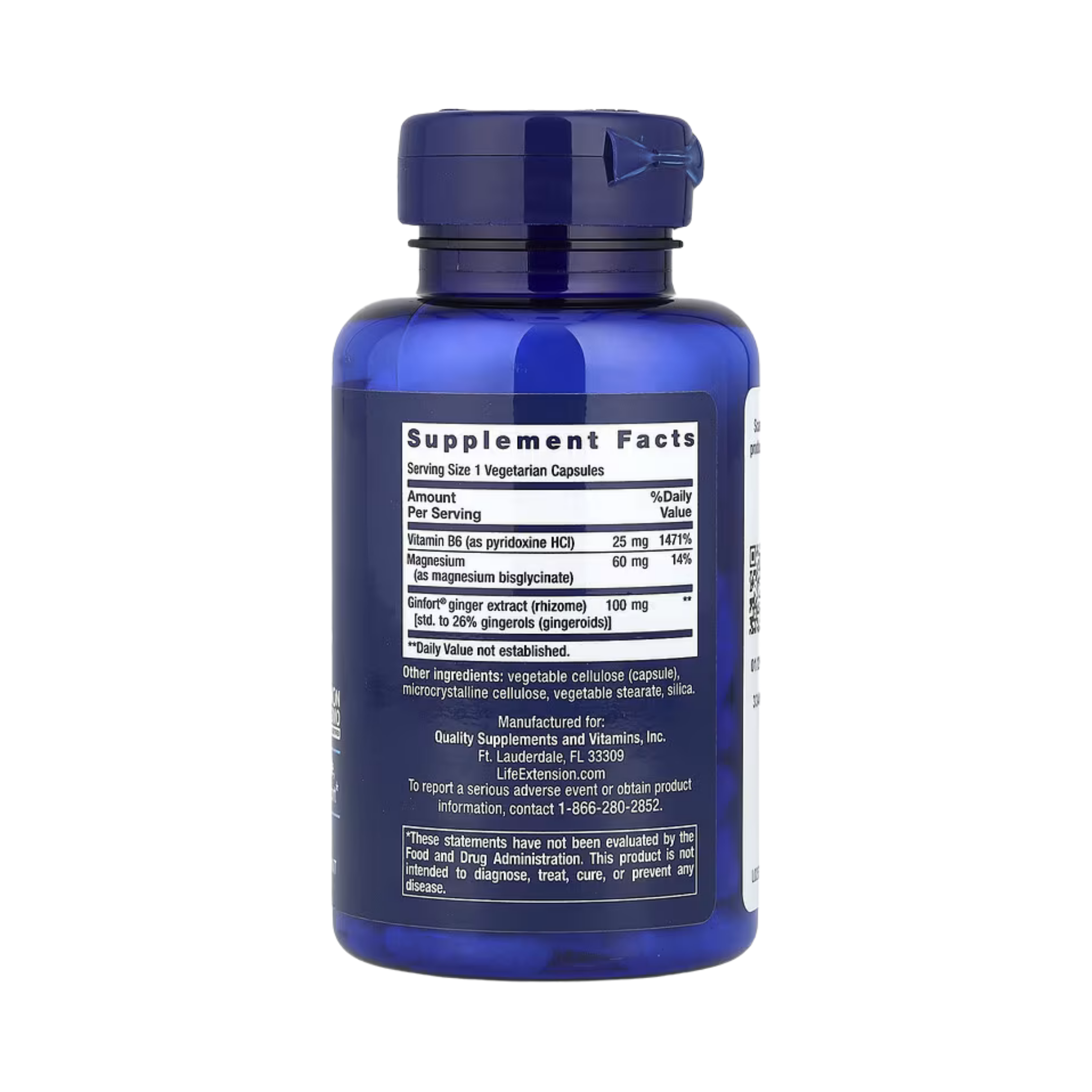 Life Extension, Women's Health, Daily PMS Relief, 60 Vegetarian Capsules back packaging view