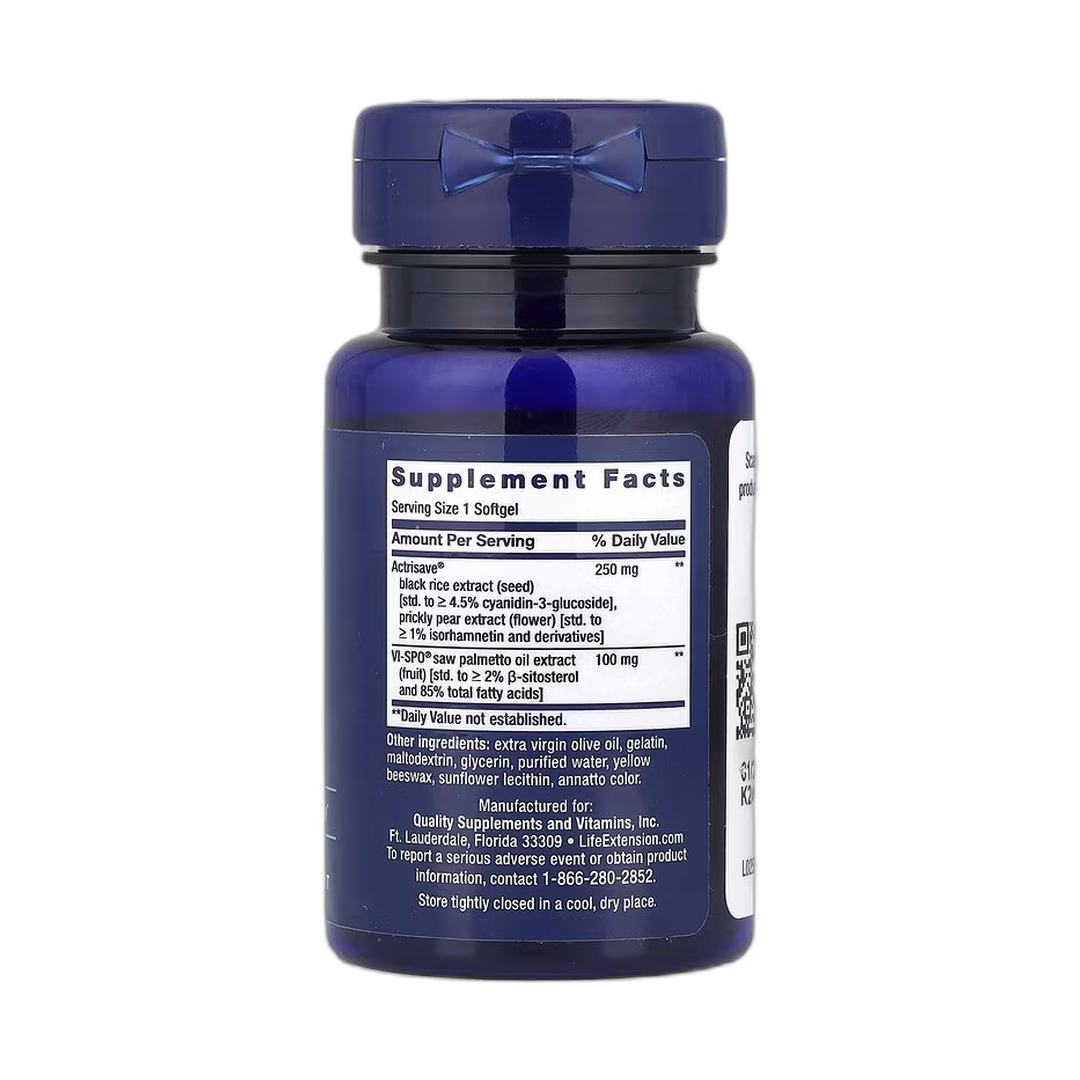 Life Extension, Hair Growth for Men, 30 Softgels back packaging view