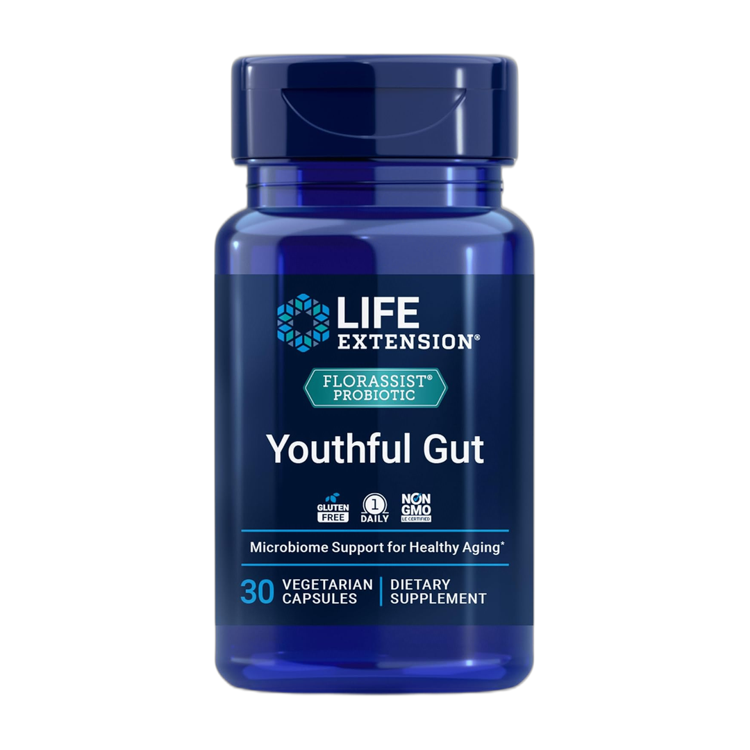 Life Extension Life Extention, Youthful Gut, 30 Vegetarian Capsules front packaging view