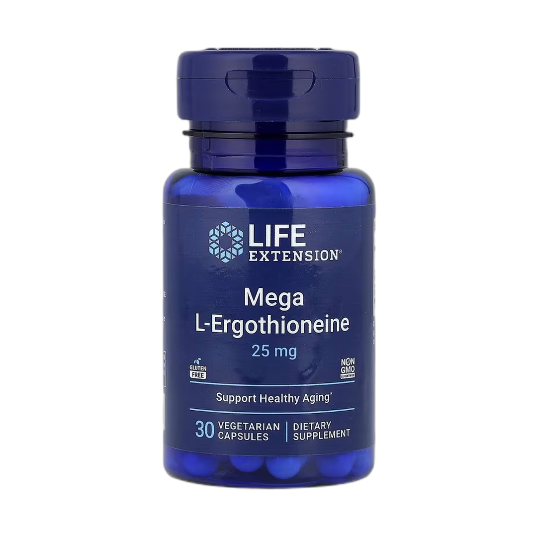 Life Extension, Mega L-Ergothioneine, 30 Vegetarian Capsules front packaging view