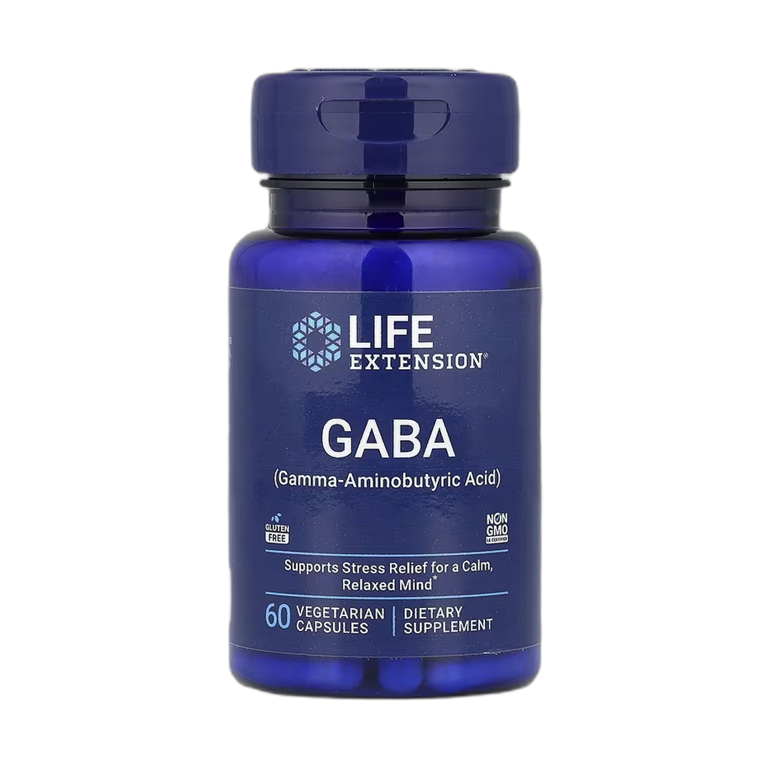 Life Extension, GABA, 60 Vegetarian Capsules front packaging view