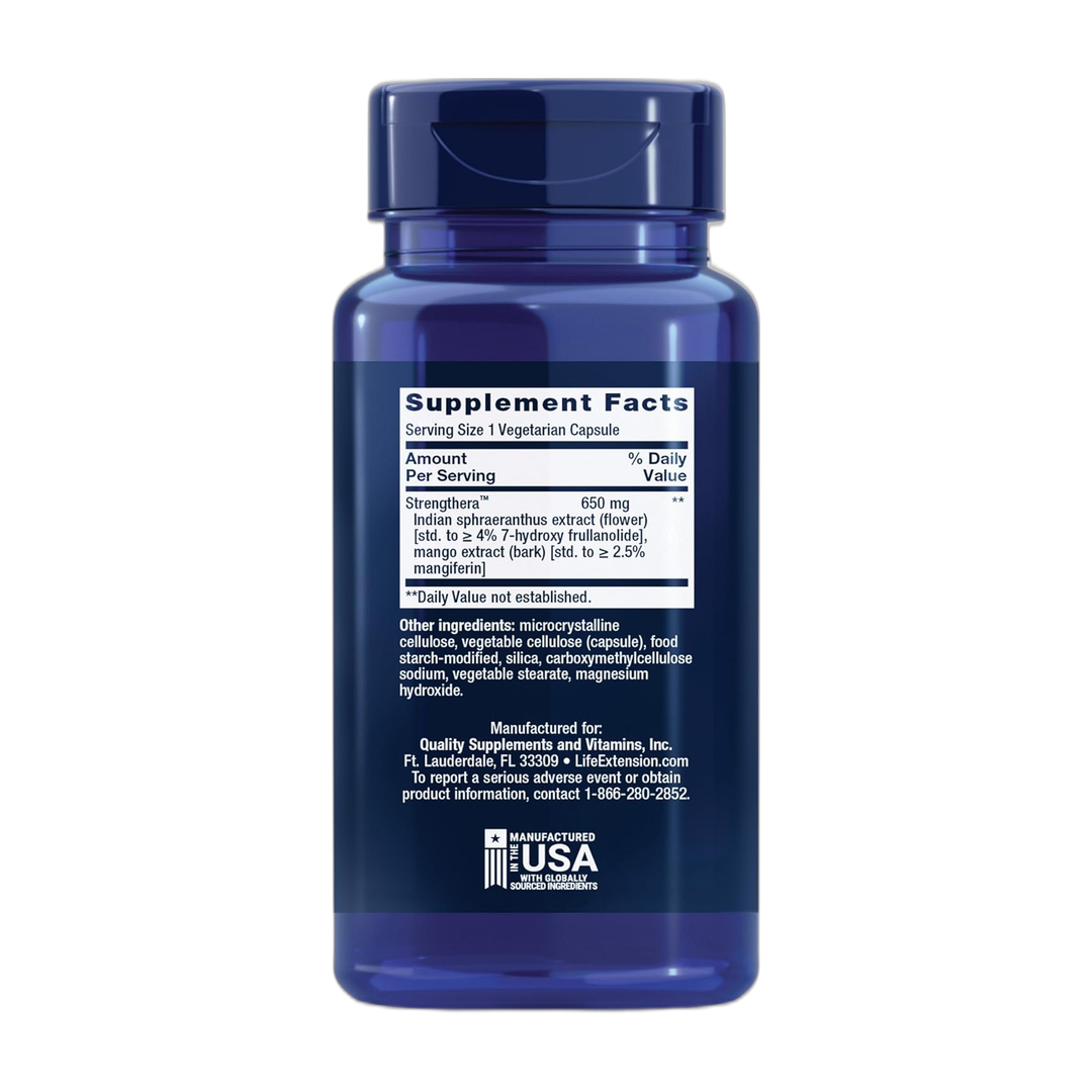 Life Extension Life Extention, Active Vitality & Strength, 30 Vegetarian Capsules back packaging view