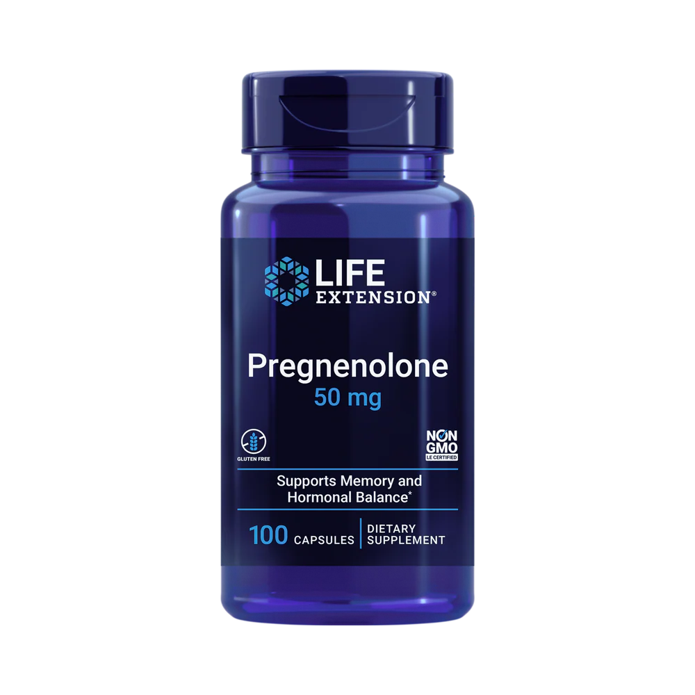 Life Extension, Pregnenolone, 50 mg, 100 Capsules front packaging view