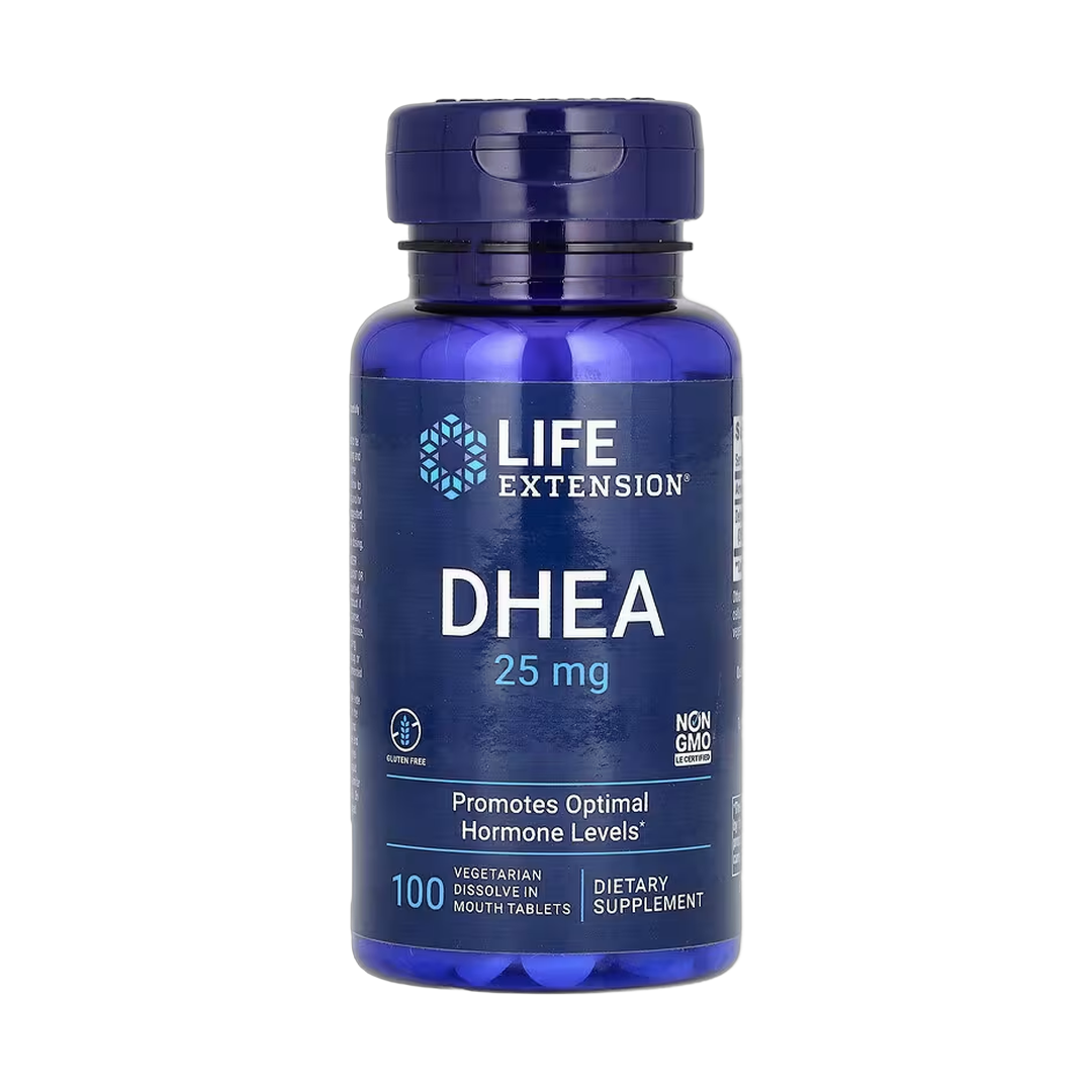 Life Extension, DHEA, 25 mg, 100 Vegetarian Tablets front packaging view