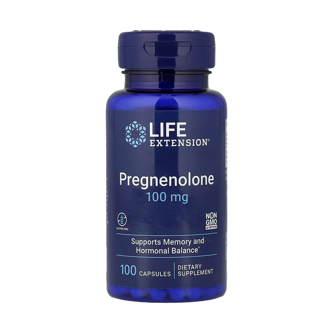 Life Extension, Pregnenolone, 100 mg, 100 Capsules front packaging view